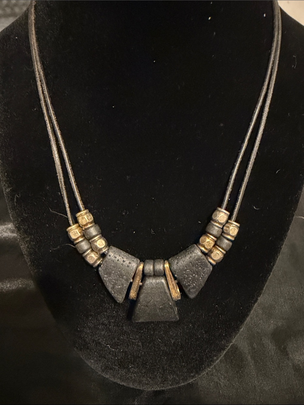 Black and Gold Geometric Pendant Necklace - Women Jewelry